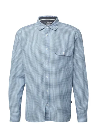 s.Oliver Red Label - Regular Fit: Kariertes Baumwollhemd mit Kentkragen weiß/blau - Gr. - XXL
