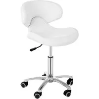 Physa Drehstuhl Rollhocker mit Lehne Arbeitshocker Drehhocker Praxis Weiß 150 Kg, Weiß