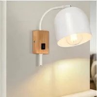 ZMH Wandleuchte Holz Vintage E27 Wandlampe 330° drehbar mit Schalter Flur Schlafzimmer, ohne Leuchtmittel