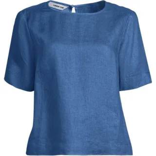 Premium Reinleinen-Schlupfbluse, Damen,  Blau, by Lands' End