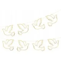 PartyPro Girlande Girlande mit goldenen Tauben – 180 cm – Hochzeit, Kommunion, Taufe