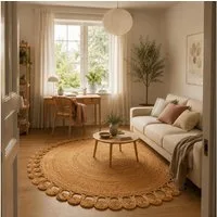Pergamon Sisalteppich Naturfaser Teppich Jute Salsa Natur Boho Rund, Rund, Höhe: 12 mm