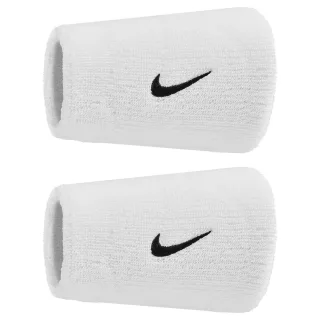 Nike - "Classic" Armband, Doppelbreit, Swoosh (2er-Pack) (Weiß/Schwarz)