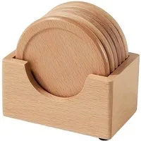 HomeGuru Becheruntersetzer Untersetzer aus 100% Massivholz, Set mit 7 Stück, kreative Geschenke