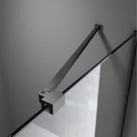 Boromal Duschwand-Stabilisationsstange Stabilisator Schwarz für 4-8mm Walk In Duschwand Duschkabinen, (Haltestange 50cm, für Seitenwand), 180°drehbar flexibel