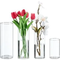 relaxdays Tischvase Vasen aus Glas in 4 Größen (4er Set, 4 St)