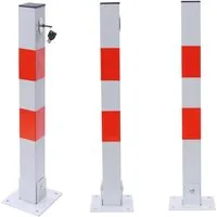 Melko Absperrpfosten Absperrpfosten Parkplatzsperre Parkpfosten Klappbar 65CM Klapppfosten (Stück, 1-tlg., 1 x Parkplatzbügel inkl. Klebestreifen, 3 Schlüsseln und 4 Bodenankern), Spezielles outdoor Pulver und besonders dicke Pulverbeschichtung