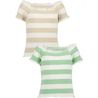 Blue Seven Carmenshirt (Packung, 2-tlg) mit gewellten Kanten und romantischem Carmen-Ausschnitt