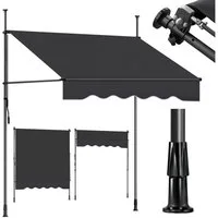 Sekey Klemmmarkise Markise für balkon mit Kurbel Sonnenschutz ohne Bohren UV-beständig B x H: 150 x 212-310 cm, Dunkelgrau