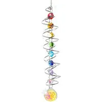Diwzbyn Dekohänger 45cm Kristall Sonnenfänger Dekorativer Kristall Windspiel (Bunt Hängender Sonnenfänger mit Doppelspirale), für Fenster Haus Garten Party Hochzeit Dekoration