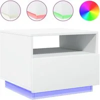 vidaXL Couchtisch NA Couchtisch mit LED Leuchten Weiß 50x49x40 cm