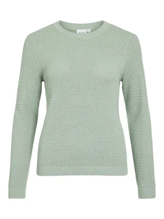 VILA - VIDALO O-NECK L/S KNIT TOP- NOOS Blue Surf - Gr. - S