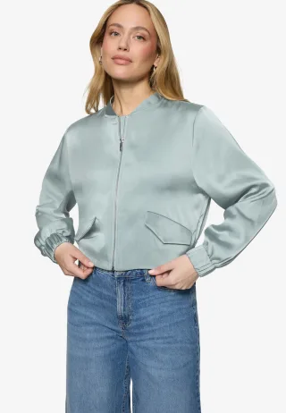 zero - Satin-Jacke mit Reißverschluss silver blue - Gr. - 44