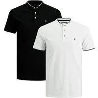 Jack & Jones Poloshirt 2er Pack Paulos Mao (Spar-Set, 2-tlg) Poloshirt - Baumwolle - Atmungsaktiv - Mit Knopfleiste