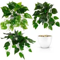 Kunstpflanze Künstliche Hängepflanzen im bruchfesten Topf, Hängepflanze künstlich Efeu, Monstera, Philodendron, Calathea, Pfeilblatt, Mosaik- & Zebrapflanze, PASCH, Bruchfester weißer Kunststofftopf