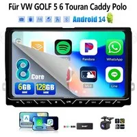 ESSGOO DAB+ Android14 6+128G Carplay GPS 4G Für VW GOLF 5 6 Touran Caddy Polo Autoradio (DAB+ (optional), 6GB+128GB, 4G LTE, RDS, AM, FM, Carplay Android Auto Bluetooth EQ USB GPS Navi WIFI Touchscreen)