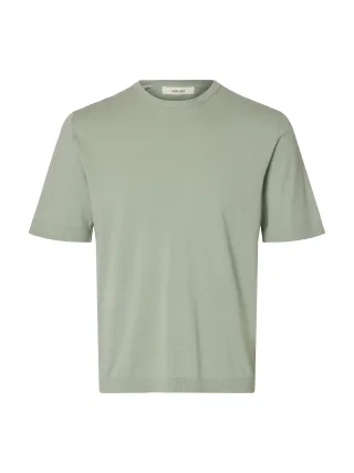 SELECTED MEN - SLMTORINO SS KNIT CREW NECK NOOS Aqua Gray - Gr. - XL