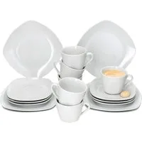 MamboCat Kaffeeservice 18tlg Kaffeeservice Lotta weiß Porzellan 6 Personen, Porzellan