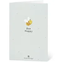 Die Stadtgärtner Grußkarte Wachsende Grußkarte mit Saatgut, Bee happy, Zum Einpflanzen, mit Wildblumensamen, innen unbedruckt