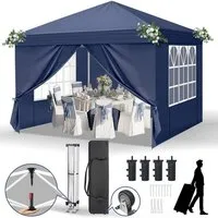 LALAHO Faltpavillon 3x3 m Gartenpavillon mit 4 Seitenteilen, Partyzelt mit 4 Sandsäcke, mit 4 Seitenteilen, UV-Schutz, Wasserdicht Faltpavillon, Winterfest Pop Up Pavillon