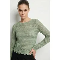 ONLY Strickpullover ONLELKE LIFE LS PULLOVER KNT NOOS Lochstickerei, verkürzte Form