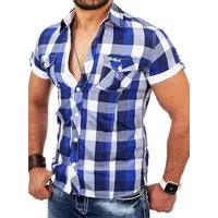 Reslad Kurzarmhemd Reslad Herren Kurzarm Hemd Oceanside RS-7065 (Kurzarmhemd) kariertes Kontrast Karohemd