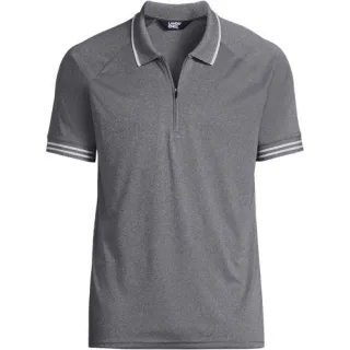Piqué-Poloshirt mit Reißverschluss, Herren,  Grau, Polyester, by Lands' End