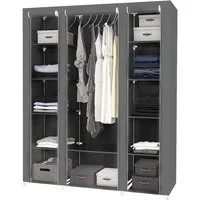 JEOBEST Stoffschrank Kleiderschrank Stoffschrank mit Kleiderstange mit Kleiderstange, Reißverschluss & Ablagen 172*134*43cm