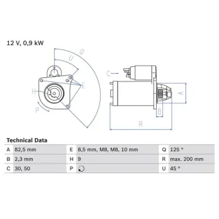 Bosch Anlasser 0,9 kW Seat Arosa Cordoba Ibiza Inca VW Caddy Lupo Polo