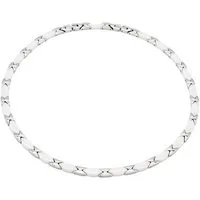 ELLAWIL Collier Klassisches Basic Collier aus Keramik und Edelstahl Weiß/Silber (Kettenlänge 49 cm), inklusive Geschenkschachtel