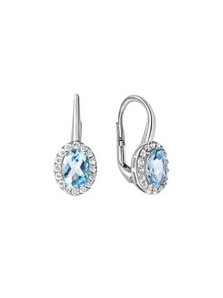 Zeeme Gemstones Ohrhänger 375/- Weißgold Zirkonia und Blautopas