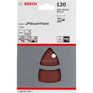 Bosch Schleifblatt C430, 10-teilig, 102 x 62, 93 mm, 11 Löcher - 2608607409