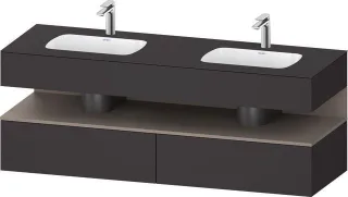 Duravit Qatego Einbauwaschtisch mit Konsolenwaschtischunterbau Graphit Supermatt 1600x550x600 mm - Q QA4797043800000