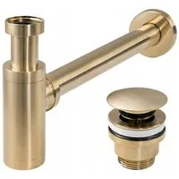 wohnwerk.idee Siphon Ablaufgarnitur Waschbecken Geruchsverschluss Gold Matt Gebürstet