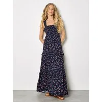 Apricot Maxikleid mit Rüschen