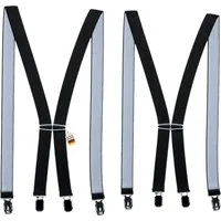 ZUKUNFTSENKEL Hosenträger 2er Pack schmal 2,5cm breite, 4 starke Clips (X-Form Für Damen und Herren) Deutsche Herstellung, Elastisch