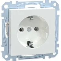 Schutzkontakt-Steckdose mit Steckklemme, Unterputz, 16 Ampere, 250 Volt, System M weiß (glänzend), Retail