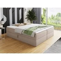 Sofnet Boxbett Base (mit zwei Bettkästen, Bonell-Matratze und Topper), Doppelbett, Polsterbett, Freistehendes Bett, Boxspringbett