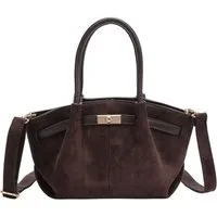ITALYSHOP24 Schultertasche Damen Tasche Tote Bag Handtasche Wildleder Optik Mini Bag Business, Umhängetasche Samt Crossbody Damentasche Cross Over Freizeit Mini Bag