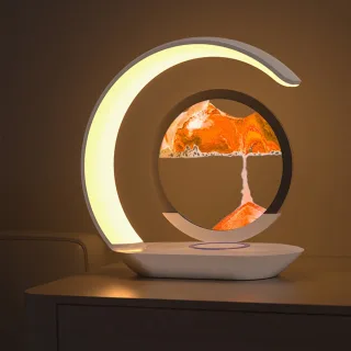 Elfeland Sand Art Design LED Night Light With Wireless Charging Function Touch Control Dimming 3D Hourglass Ornaments At