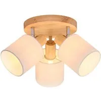 Nettlife Deckenstrahler 3 Flammig Rund Holz Strahler Deckenleuchte E14 Schenkbar 350°, Schenkbar 350°, ohne Leuchtmittel, Schenkbar 350° für Küche Wohnzimmer Schlamfzimmer Flur