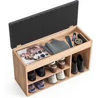 KOMTO Schuhbank Schuhregal Bank mit Stauraum Sitzfläche Schuhschrank mit Sitzbank Flur, Sofia 80 x 48 x 32 cm