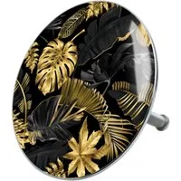 Sanilo Badewannenstöpsel Golden Leaves, Ø 7.2 cm, hochwertig, universell, mit Motiv, 100% wasserdicht