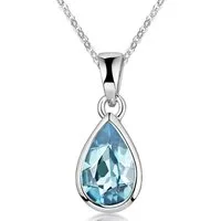 Materia Kettenanhänger Tropfen Blautopas Edelstein Hellblau KA-274, 925 Sterling Silber, rhodiniert