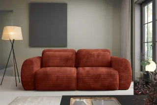 Sofa 2-Sitzer mit Schlaffunktion SIMONE in Stoff Ambience Terracotta
