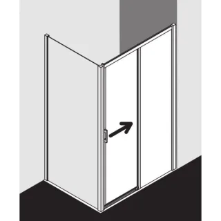 Kermi Liga Gleittür 2-tlg. bodenfrei mit Festfeld LID2R110201AK 106-111x200cm, silber mattglanz, ESG klar, rechts, auf Duschwanne