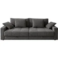 luma-home Big-Sofa 15243, Lounge Couch B284/T113/H84 cm, Wellenunterfederung, markante Steppungen, 2 Bettkästen, Bezug Chenille in Grau