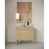 Selsey Kommode NOLIE, Kommode mit 3 Schubladen, geriffelter Front und Holzbeinen, 90 cm