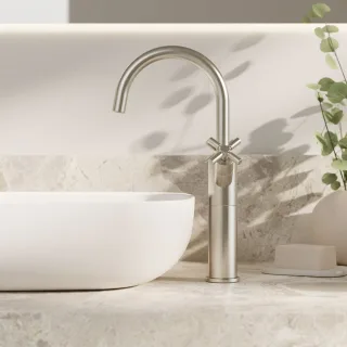 Steinberg Serie 250 Waschtisch-Zweigriffarmatur verlängert, brushed nickel, 250 1550 BN 250 1550 BN