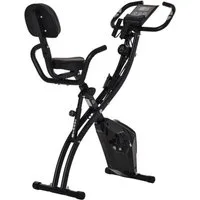 HOMCOM Heimtrainer X-Bike 2-in-1 klappbarer Hometrainer (Magnetwiderstand, 1-tlg., Fahrradtrainer), für Wohnzimmer, Schwarz
